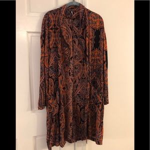 Free People Duster Coat - Navy Red Orange